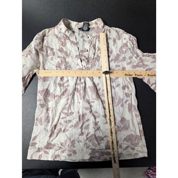 Moda international Floral Flowy Blouse Shirt Bell Sleeves Women's Small - Picture 5 of 5